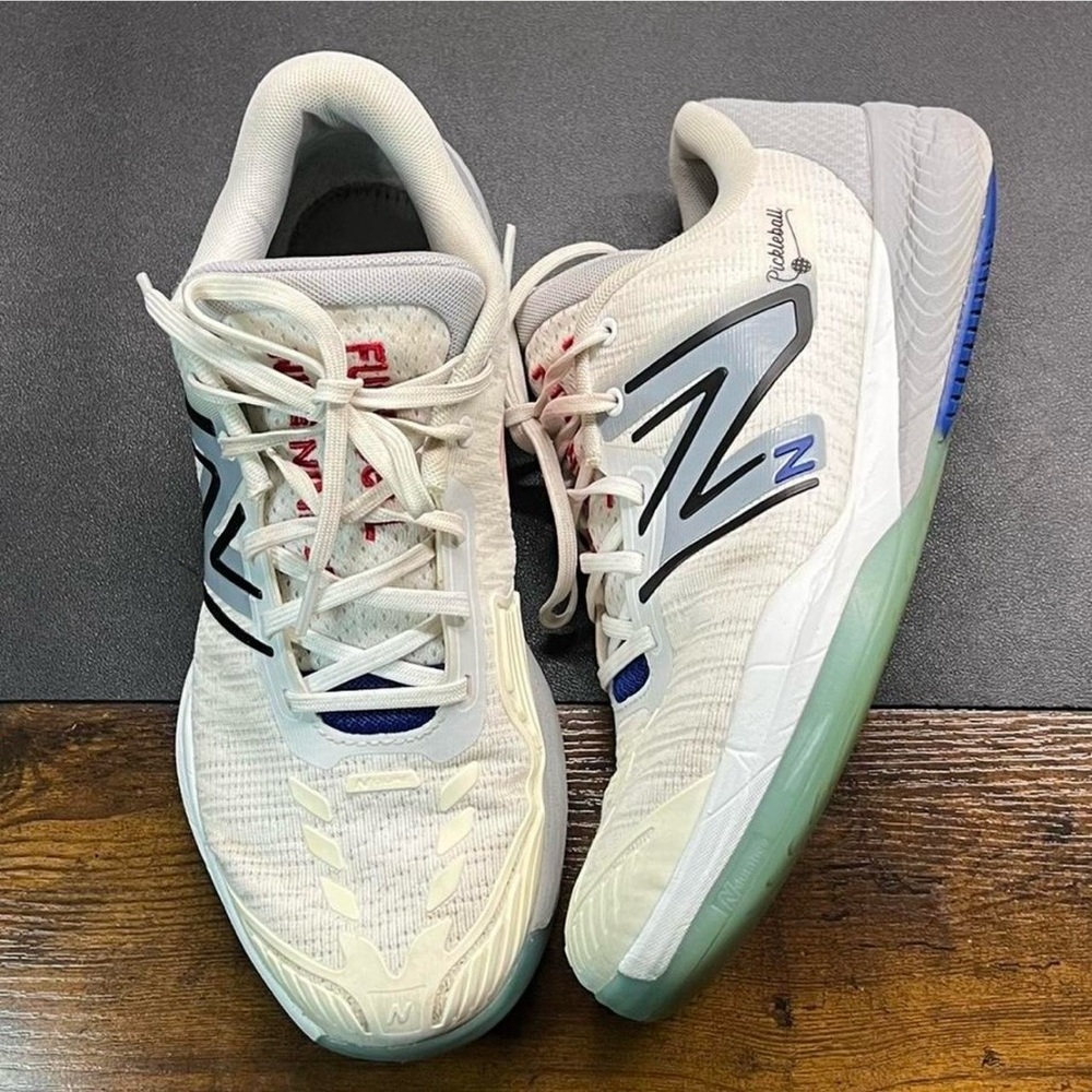 New Balance Cream and Gray Athletic Shoes